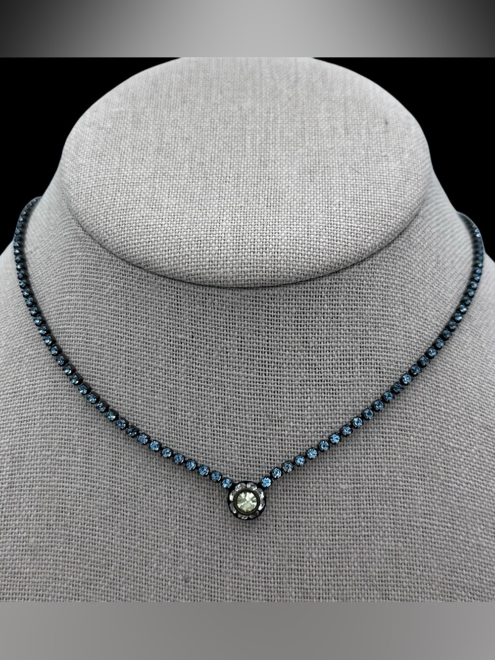 Sorrelli Blue Crystal Simple Tennis Necklace